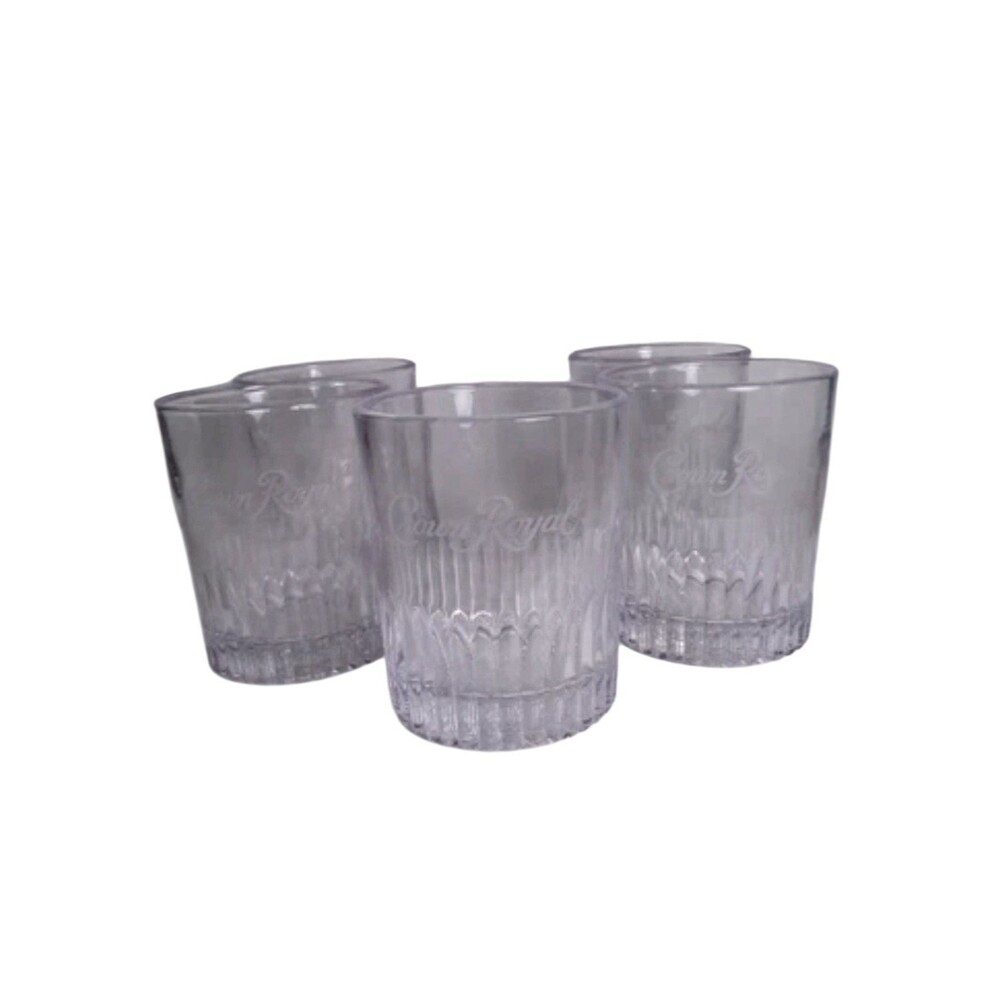Authentic Crown Royal Low Ball Whiskey Rocks Glass Tumblers Set of 5 - 3.5" Tall